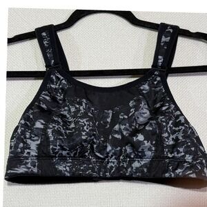 New Balance Women Sports Bra Black Marble Adjustable Straps Support Size 34C